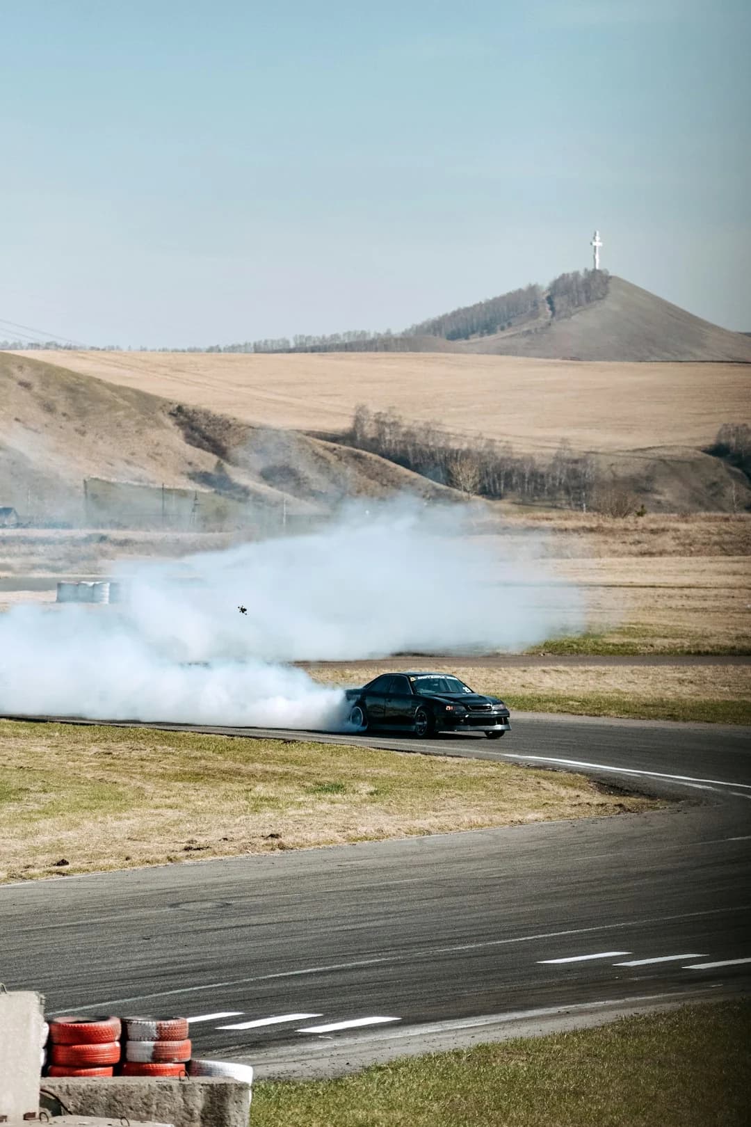 An FPV drone captured mid-flight with motion blur.